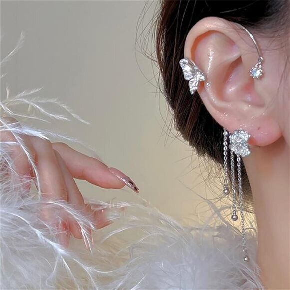 Sexy Butterfly Tassel Style Non Pierced Earrings Butterfly Earrings For Women - Picture 2 of 5